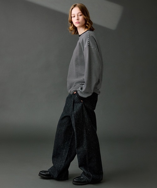 WETTEMPT（ウィテンプト）の「CREW NECK DRAW CORD BORDER LONG