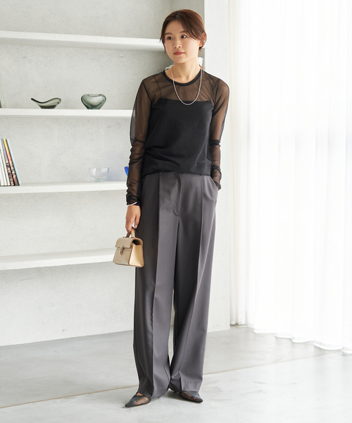 Plage R'IAM Sheer Cuff プルオーバー ブラック WEB限定追加》R'IAM Sheer Cuff プルオーバー（Tシャツ