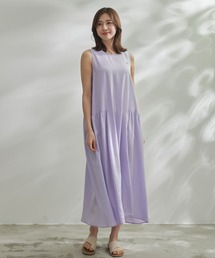 ノースリーブ ギャザー ワンピース