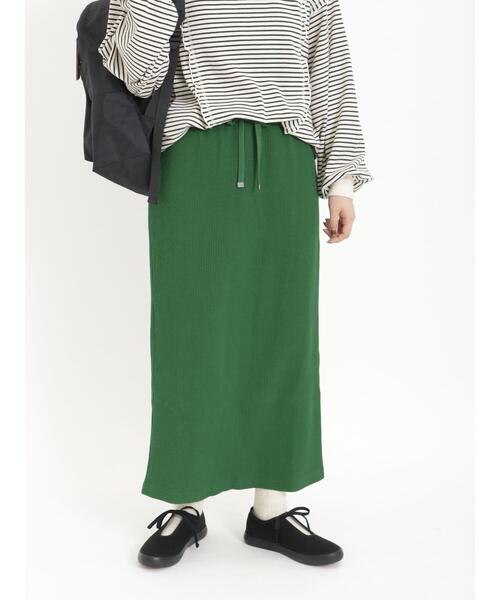Samansa Mos2（サマンサ モスモス）の「【Lサイズ / WEB限定】ストレッチリブスカート（スカート・レディース・キナリ/イエロー/グリーン/ブラック/グレー・L/M）」の5枚目の写真