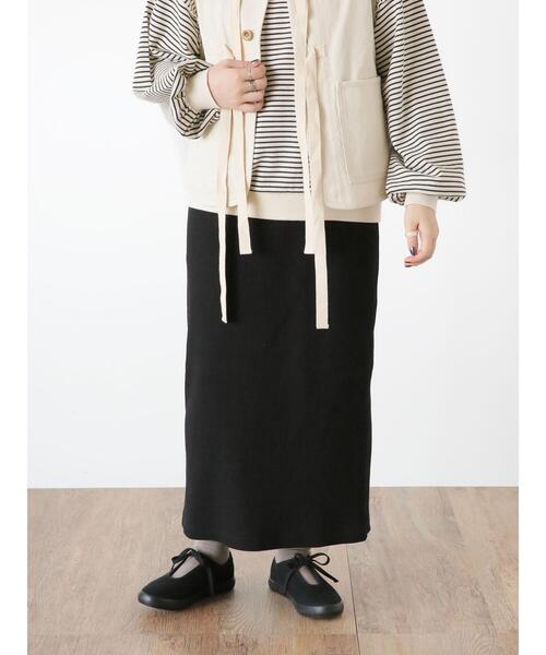 Samansa Mos2（サマンサ モスモス）の「【Lサイズ / WEB限定】ストレッチリブスカート（スカート・レディース・キナリ/イエロー/グリーン/ブラック/グレー・L/M）」の3枚目の写真