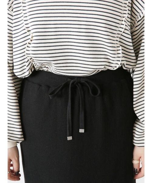 Samansa Mos2（サマンサ モスモス）の「【Lサイズ / WEB限定】ストレッチリブスカート（スカート・レディース・キナリ/イエロー/グリーン/ブラック/グレー・L/M）」の6枚目の写真