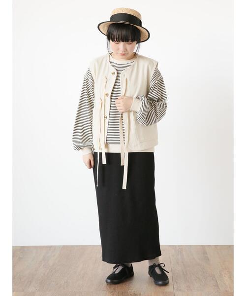 Samansa Mos2（サマンサ モスモス）の「【Lサイズ / WEB限定】ストレッチリブスカート（スカート・レディース・キナリ/イエロー/グリーン/ブラック/グレー・L/M）」の8枚目の写真