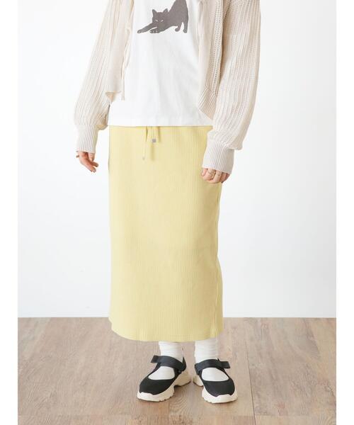 Samansa Mos2（サマンサ モスモス）の「【Lサイズ / WEB限定】ストレッチリブスカート（スカート・レディース・キナリ/イエロー/グリーン/ブラック/グレー・L/M）」の9枚目の写真