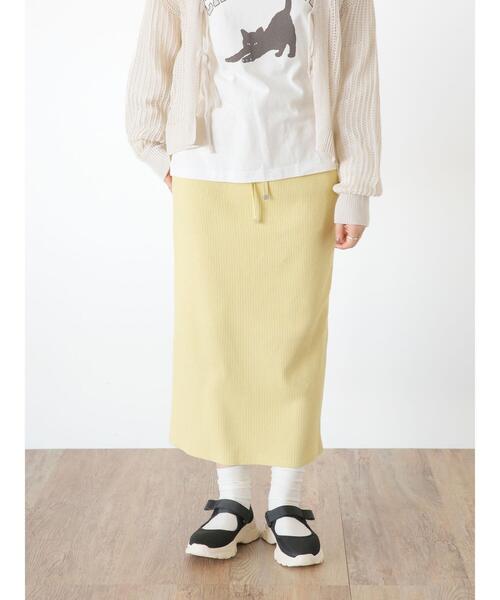 Samansa Mos2（サマンサ モスモス）の「【Lサイズ / WEB限定】ストレッチリブスカート（スカート・レディース・キナリ/イエロー/グリーン/ブラック/グレー・L/M）」の10枚目の写真