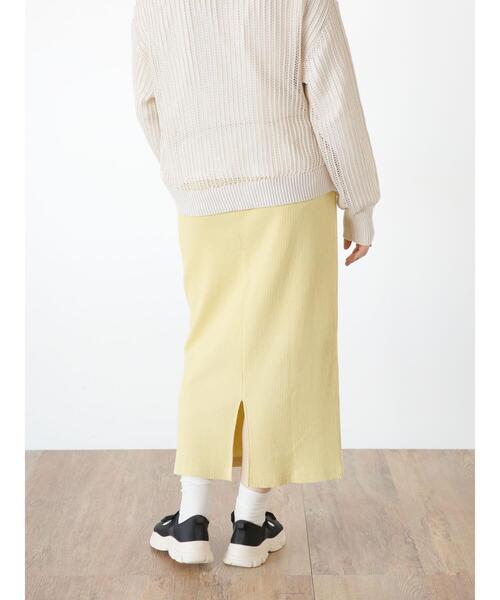 Samansa Mos2（サマンサ モスモス）の「【Lサイズ / WEB限定】ストレッチリブスカート（スカート・レディース・キナリ/イエロー/グリーン/ブラック/グレー・L/M）」の12枚目の写真