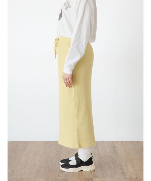 Samansa Mos2（サマンサ モスモス）の「【Lサイズ / WEB限定】ストレッチリブスカート（スカート・レディース・キナリ/イエロー/グリーン/ブラック/グレー・L/M）」の14枚目の写真