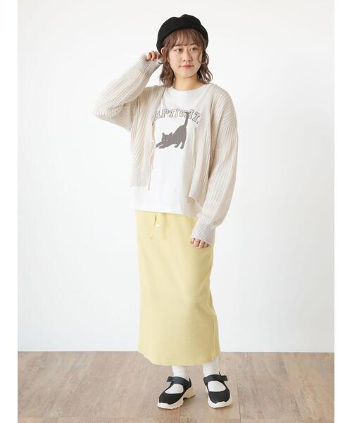 Samansa Mos2（サマンサ モスモス）の「【Lサイズ / WEB限定】ストレッチリブスカート（スカート・レディース・キナリ/イエロー/グリーン/ブラック/グレー・L/M）」の16枚目の写真