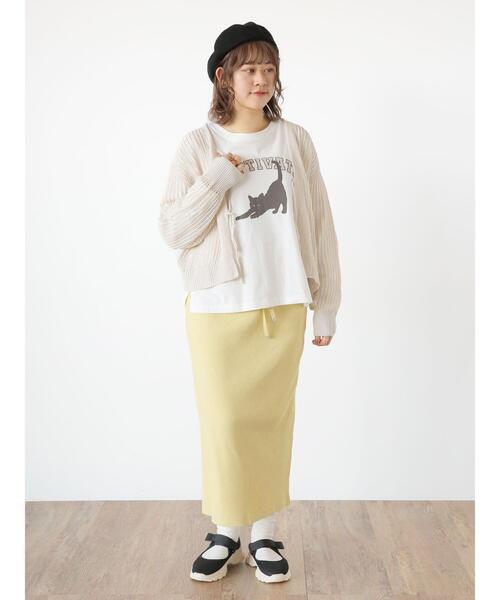 Samansa Mos2（サマンサ モスモス）の「【Lサイズ / WEB限定】ストレッチリブスカート（スカート・レディース・キナリ/イエロー/グリーン/ブラック/グレー・L/M）」の17枚目の写真