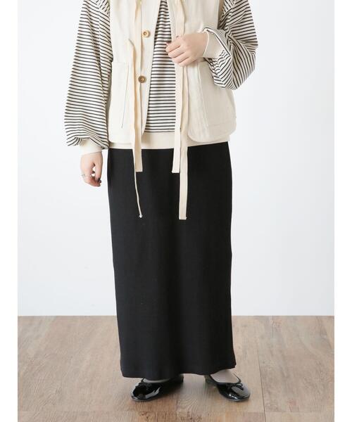 Samansa Mos2（サマンサ モスモス）の「【Lサイズ / WEB限定】ストレッチリブスカート（スカート・レディース・キナリ/イエロー/グリーン/ブラック/グレー・L/M）」の18枚目の写真