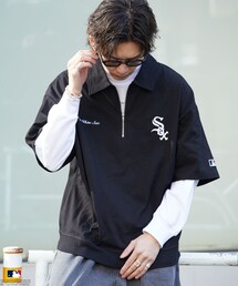 MLB/エムエルビー MLB 別注 ワンポイント刺繍ハーフジップポロネックTシャツ/ユニセックス(限定展開)