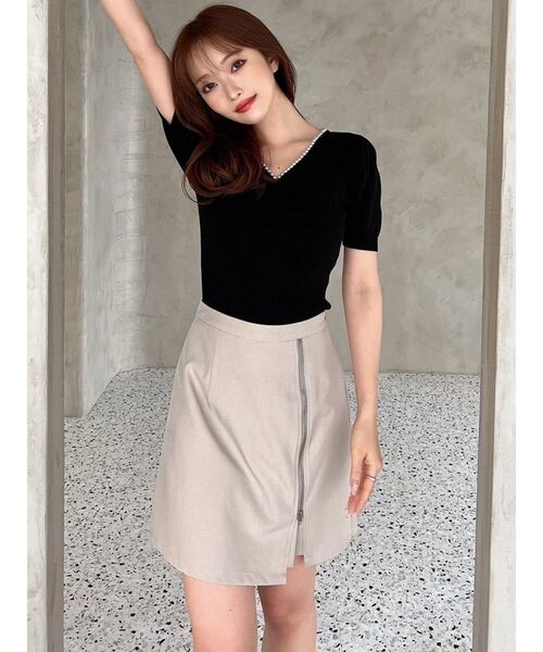 RESEXXY（リゼクシー）の「ポイントパールニットトップス（ニット/セーター・レディース・ホワイト/ミント/ブラック・FREE）」の11枚目の写真