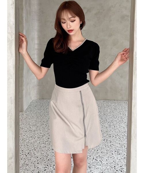 RESEXXY（リゼクシー）の「ポイントパールニットトップス（ニット/セーター・レディース・ホワイト/ミント/ブラック・FREE）」の12枚目の写真