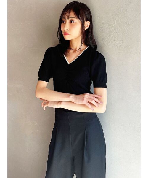 RESEXXY（リゼクシー）の「ポイントパールニットトップス（ニット/セーター・レディース・ホワイト/ミント/ブラック・FREE）」の16枚目の写真