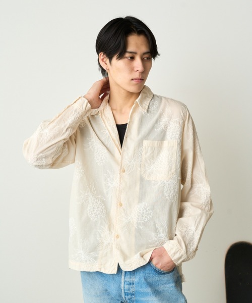 REMI RELIEF/レミレリーフ アロハ総柄刺繍SHIRT(パイナップル) セール】REMI RELIEF/レミレリーフ アロハ総柄刺繍SHIRT