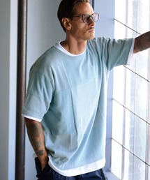mn2923- Layer of Block Knit Tee ニットT