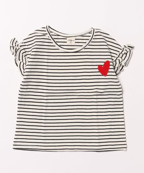 Rora（ローラ）の「ハートキュン ドロップショルダー半袖Tシャツ（Tシャツ/カットソー・キッズ・ネイビー/ホワイト・110cm/120cm/130cm/140cm/150cm）」の3枚目の写真
