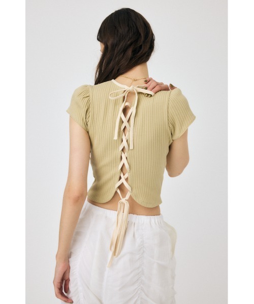 MOUSSY（マウジー）の「バックレースアップパフTシャツ（Tシャツ/カットソー・レディース・ブラック/レッド/ベージュ・FREE）」の22枚目の写真