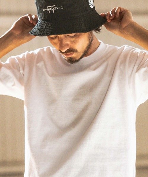 seventy seven(セブンティセブン)の「mt8995- heavy onz USA cotton t-shirts (77 label) Tシャツ(Tシャツ/カットソー・メンズ・ネイビー/ホワイト/ブラック・S/M/L/XL)」の2枚目の写真