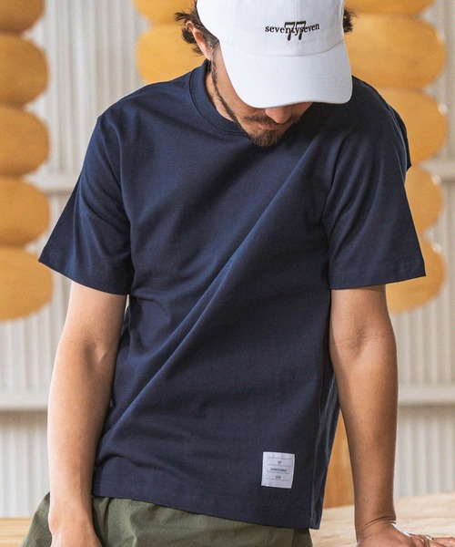 seventy seven(セブンティセブン)の「mt8995- heavy onz USA cotton t-shirts (77 label) Tシャツ(Tシャツ/カットソー・メンズ・ネイビー/ホワイト/ブラック・S/M/L/XL)」の5枚目の写真