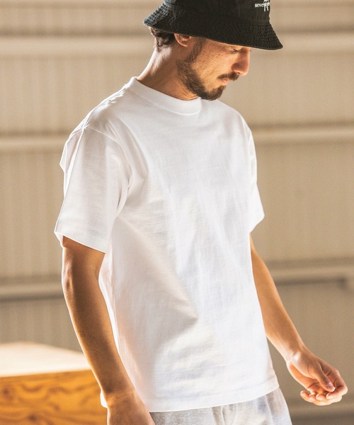 seventy seven(セブンティセブン)の「mt8995- heavy onz USA cotton t-shirts (77 label) Tシャツ(Tシャツ/カットソー・メンズ・ネイビー/ホワイト/ブラック・S/M/L/XL)」の12枚目の写真