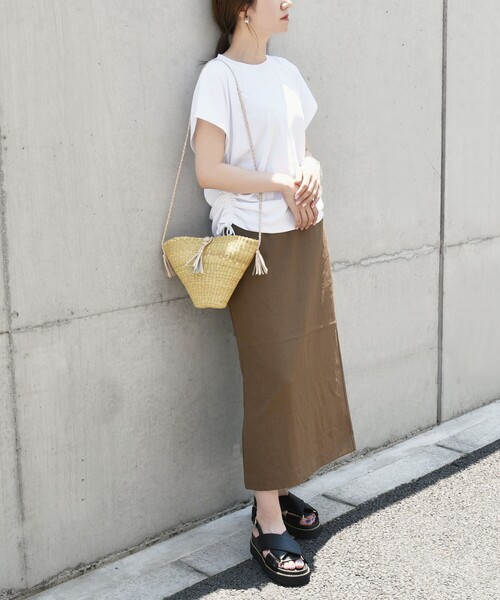 quaranciel(カランシエル)の「quaranciel:〈洗濯機可能〉アイライン スカート × フレンチ TEE セット(スカート・レディース・ブラック/ホワイト・ONE SIZE)」の6枚目の写真