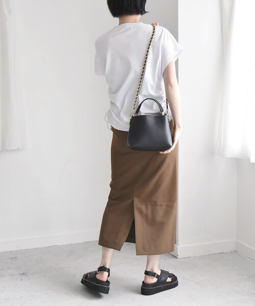 quaranciel(カランシエル)の「quaranciel:〈洗濯機可能〉アイライン スカート × フレンチ TEE セット(スカート・レディース・ブラック/ホワイト・ONE SIZE)」の9枚目の写真