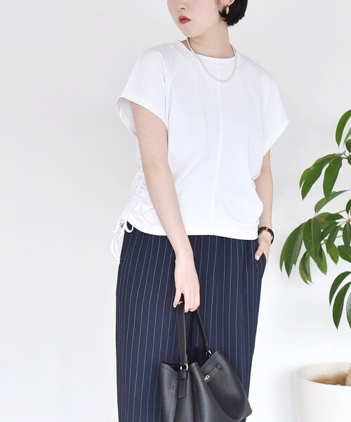 quaranciel(カランシエル)の「quaranciel:〈洗濯機可能〉アイライン スカート × フレンチ TEE セット(スカート・レディース・ブラック/ホワイト・ONE SIZE)」の18枚目の写真
