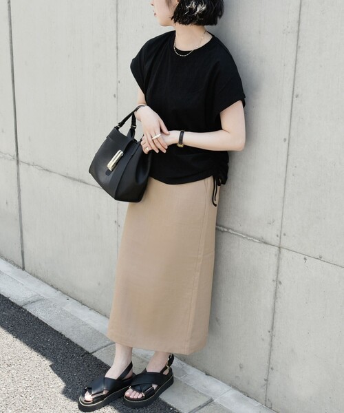 quaranciel(カランシエル)の「quaranciel:〈洗濯機可能〉アイライン スカート × フレンチ TEE セット(スカート・レディース・ブラック/ホワイト・ONE SIZE)」の20枚目の写真