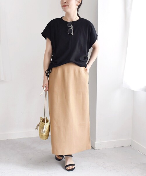 quaranciel(カランシエル)の「quaranciel:〈洗濯機可能〉アイライン スカート × フレンチ TEE セット(スカート・レディース・ブラック/ホワイト・ONE SIZE)」の22枚目の写真