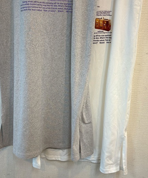PRIVATE BEACH(プライベートビーチ)の「ロゴプリントフレンチスリーブTシャツワンピース(ワンピース・レディース・ライトグレー/ホワイト・LL/M/L)」の6枚目の写真
