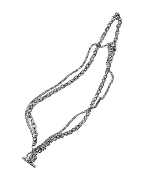Chikashitsu +（チカシツプラス）の「ストリートファッション Chikashitsu + チカシツプラス double chain necklace ダブルチェーンネックレス 2チェーンネックレス レイヤードネックレス シルバーアクセサリー シルバーネックレス 韓国ブランド 韓国ファッション（ネックレス・メンズ・シルバー・ONE SIZE）」の8枚目の写真