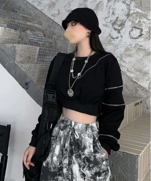 .KOM（ドットコム）の「『.KOM/ドットケーオーエム』ZIP付き2WAYオフショルダー【Y】【CN】（Tシャツ/カットソー・レディース・ブラック・FREE）」の8枚目の写真