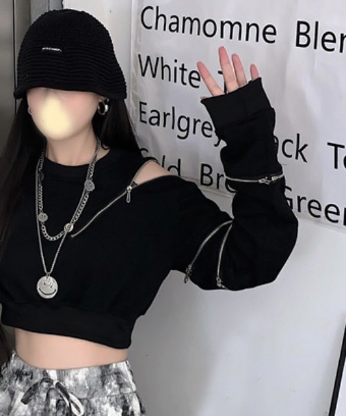 .KOM（ドットコム）の「『.KOM/ドットケーオーエム』ZIP付き2WAYオフショルダー【Y】【CN】（Tシャツ/カットソー・レディース・ブラック・FREE）」の3枚目の写真