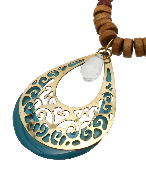 チャイハネ（チャイハネ）の「【チャイハネ】ドロップビーズネックレス（ネックレス・レディース・ブラウン/パープル/ターコイズブルー・FREE）」の6枚目の写真