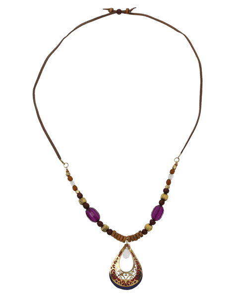 チャイハネ（チャイハネ）の「【チャイハネ】ドロップビーズネックレス（ネックレス・レディース・ブラウン/パープル/ターコイズブルー・FREE）」の5枚目の写真