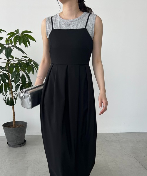 CAPRICIEUX LE&#39;MAGE - 新品♡カプリシューレマージュ　大人気完売！キャミチュニック　ブラック　黒 CAPRICIEUX LE'MAGE - 新品♡カプリシューレマージュ 大人気完売