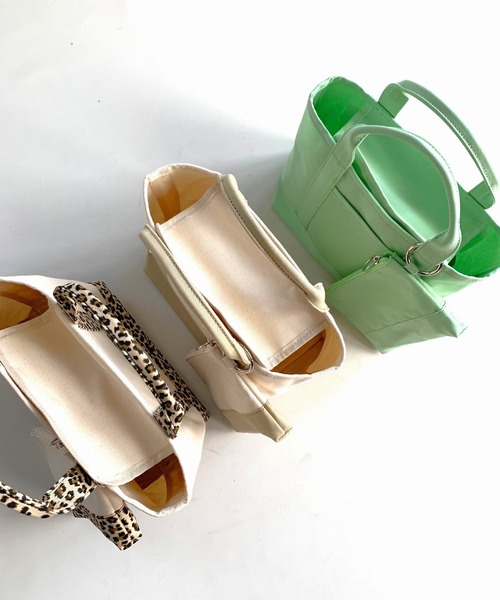 Q(キュー)の「キャンバスミニトート(トートバッグ・レディース・ライトグリーン/レオパード/ベージュ・ONE SIZE)」の15枚目の写真