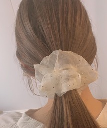 pur chouchou（ピュールシュシュ）の「pur chouchou/スタッズ ドット柄 シアーシュシュ P4241（シュシュ）」