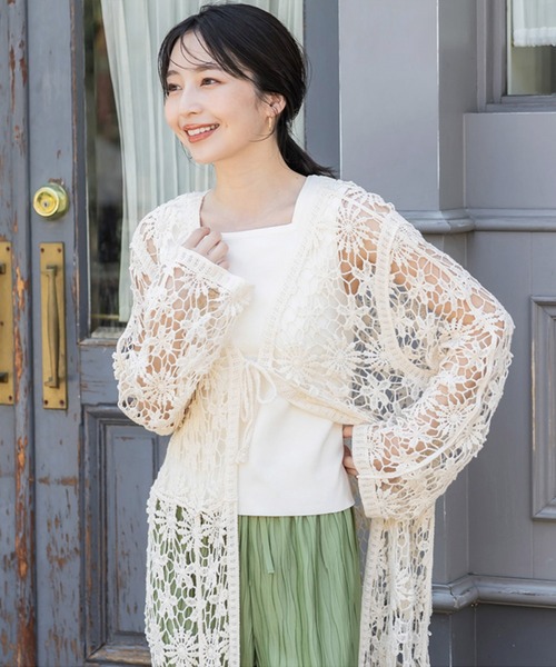 セール】カギ編みロングカーディガン（カーディガン/ボレロ）｜coca