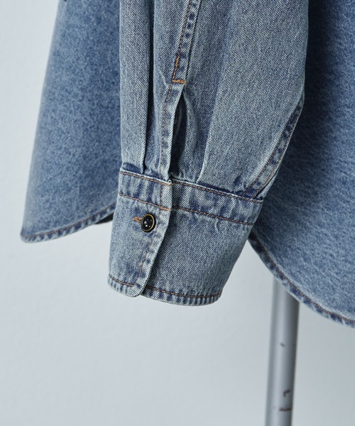 PUAL CE CIN（ピュアルセシン）の「ヴィンテージライクデニムバンドカラーシャツ（シャツ/ブラウス・レディース・インディゴブルー/ブルー系その他・FREE）」の19枚目の写真