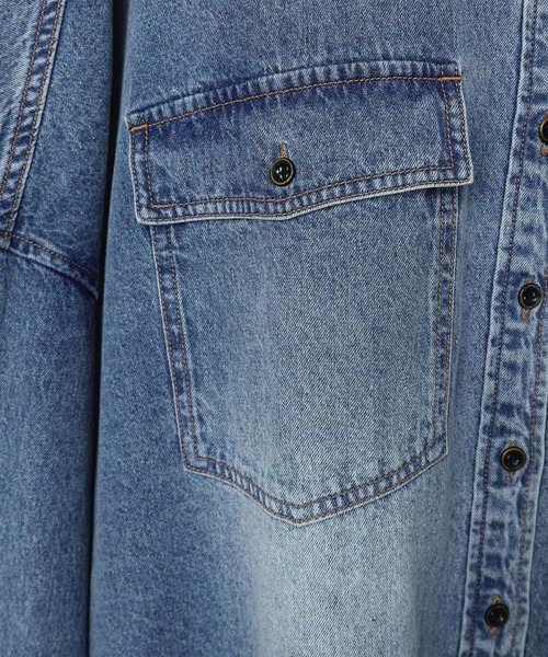 PUAL CE CIN（ピュアルセシン）の「ヴィンテージライクデニムバンドカラーシャツ（シャツ/ブラウス・レディース・インディゴブルー/ブルー系その他・FREE）」の20枚目の写真