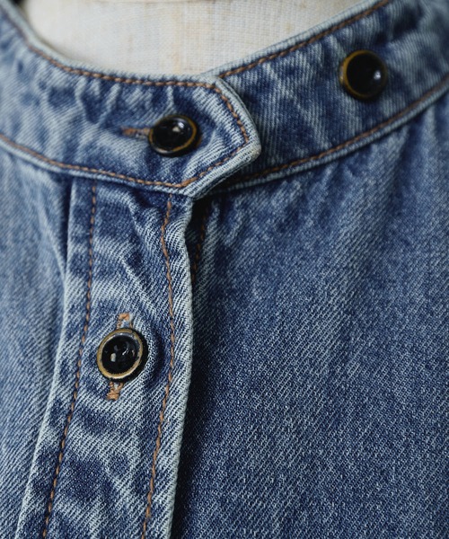PUAL CE CIN（ピュアルセシン）の「ヴィンテージライクデニムバンドカラーシャツ（シャツ/ブラウス・レディース・インディゴブルー/ブルー系その他・FREE）」の21枚目の写真