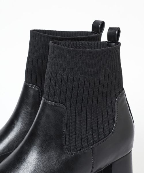mysty woman（ミスティウーマン）の「ニットストームショートブーツ　143358（ブーツ・レディース・ブラック/ブラック系その他/アイボリー/ブラウン・LARGE/MEDIUM）」の9枚目の写真
