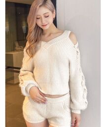 GYDA | 【SETUP着用可】レースアップシャギーニットトップス(ニット/セーター)