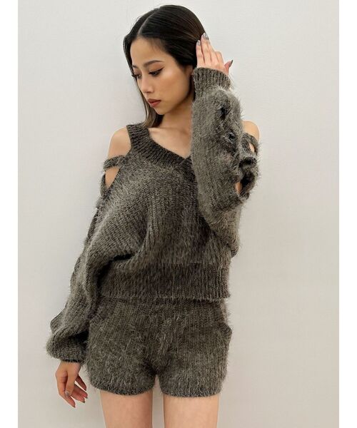 GYDA（ジェイダ）の「【SETUP着用可】レースアップシャギーニットトップス（ニット/セーター・レディース・アイボリー/ベージュ/チャコールグレー・FREE）」の15枚目の写真