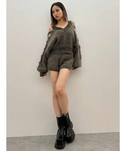 GYDA（ジェイダ）の「【SETUP着用可】レースアップシャギーニットトップス（ニット/セーター・レディース・アイボリー/ベージュ/チャコールグレー・FREE）」の12枚目の写真