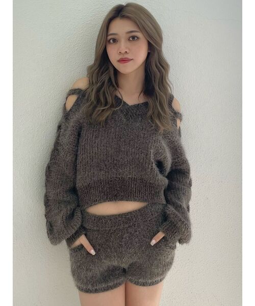 GYDA（ジェイダ）の「【SETUP着用可】レースアップシャギーニットトップス（ニット/セーター・レディース・アイボリー/ベージュ/チャコールグレー・FREE）」の8枚目の写真