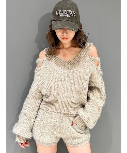 GYDA（ジェイダ）の「【SETUP着用可】レースアップシャギーニットトップス（ニット/セーター・レディース・アイボリー/ベージュ/チャコールグレー・FREE）」の22枚目の写真