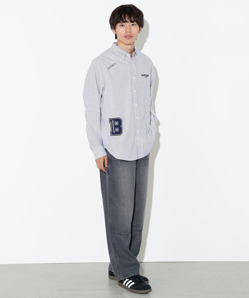 BEAMS HEART（ビームスハート）の「【ユニセックス】レタード オックスフォード ボタンダウンシャツ（シャツ/ブラウス・メンズ・ネイビー/ブラック・LARGE/SMALL/MEDIUM）」の7枚目の写真